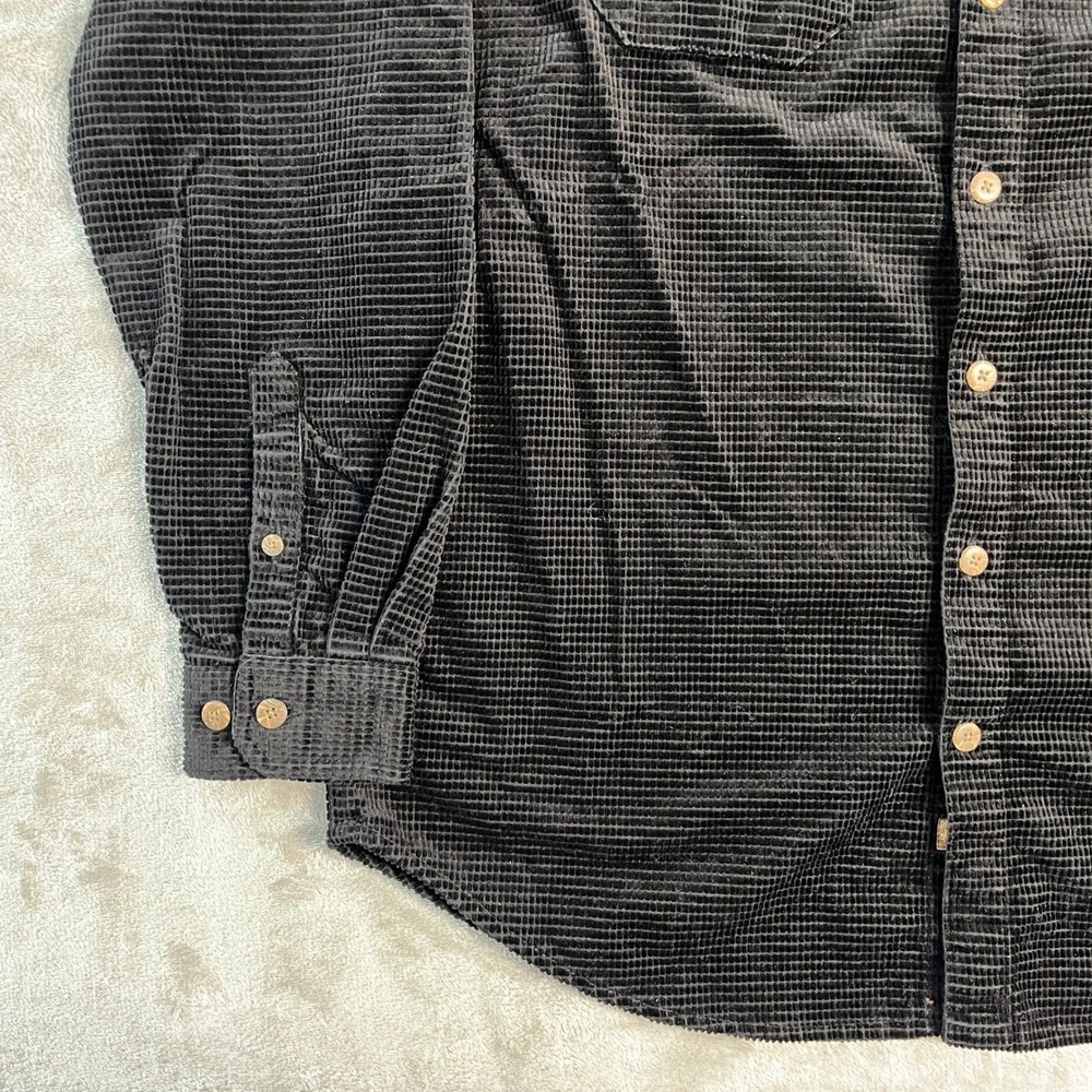 Territory Ahead Mens MT Black Waffle Corduroy Long Sleeve Button Down Shirt EUC - Picture 5 of 15
